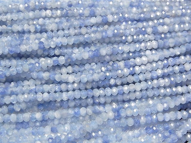 [Video]High Quality! Kyanite AA++ Faceted Button Roundel 3x3x2mm 1strand beads (aprx.15inch/37cm)