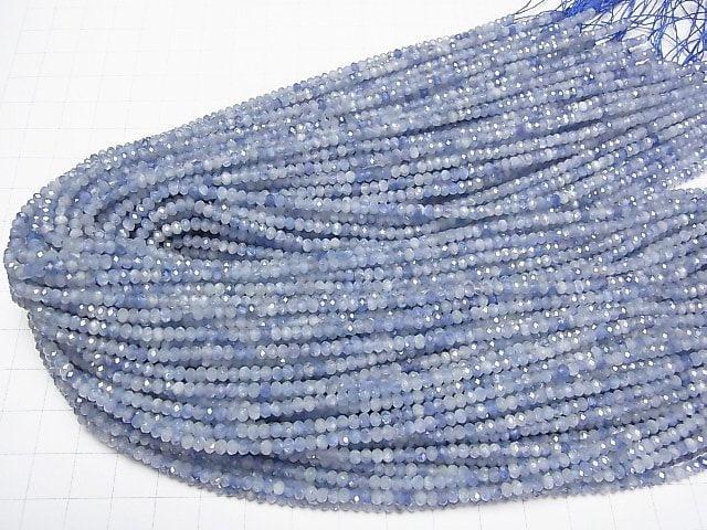 [Video]High Quality! Kyanite AA++ Faceted Button Roundel 3x3x2mm 1strand beads (aprx.15inch/37cm)