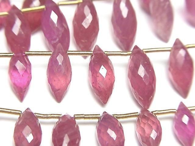 [Video] Ruby (Pink Sapphire) AA++ Marquise Rice Faceted Briolette half or 1 strand (12pcs)