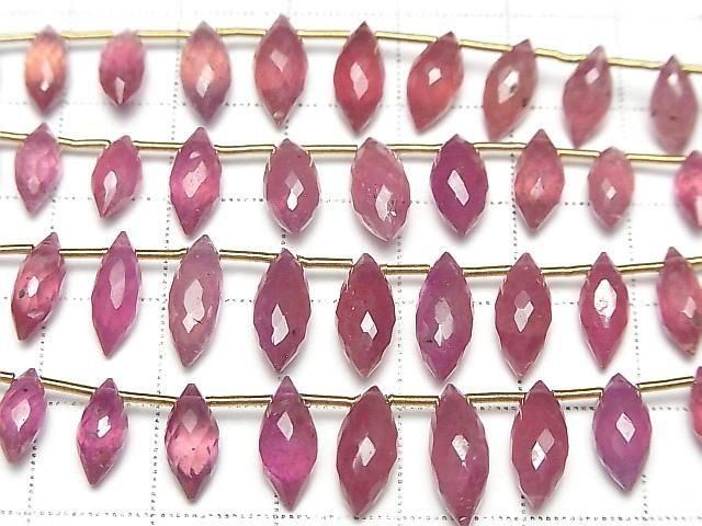 [Video] Ruby (Pink Sapphire) AA++ Marquise Rice Faceted Briolette half or 1 strand (12pcs)