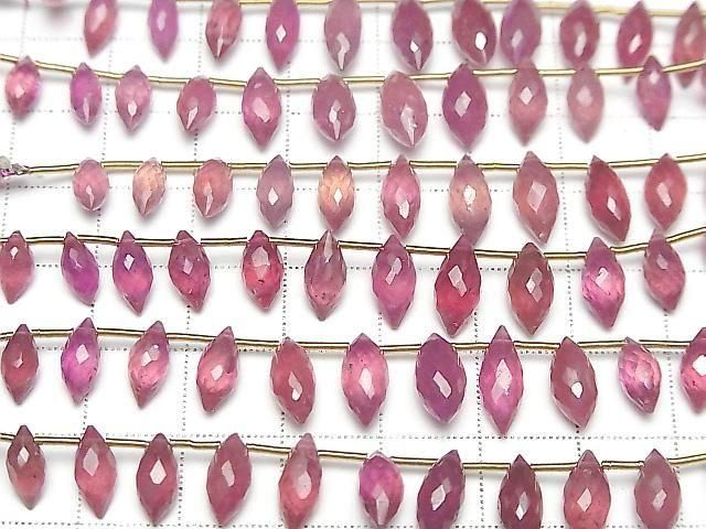 [Video] Ruby (Pink Sapphire) AA++ Marquise Rice Faceted Briolette half or 1 strand (12pcs)