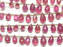 [Video]High Quality Ruby (Pink Sapphire)AA++ Drop Faceted Briolette half or 1strand (16pcs)