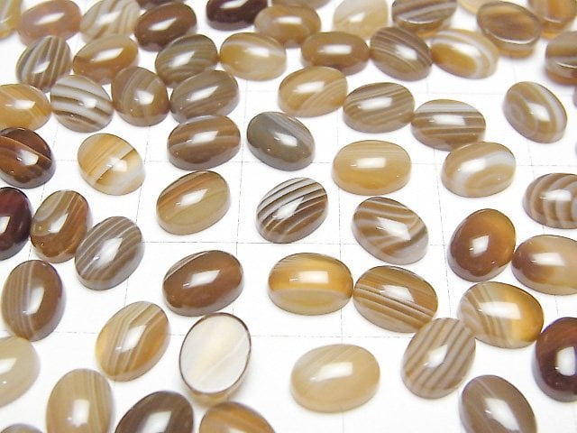 [Video] Brown Striped Agate AAA Oval Cabochon 8x6mm 5pcs