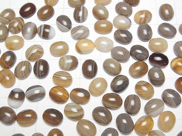 [Video] Brown Striped Agate AAA Oval Cabochon 10x8mm 4pcs