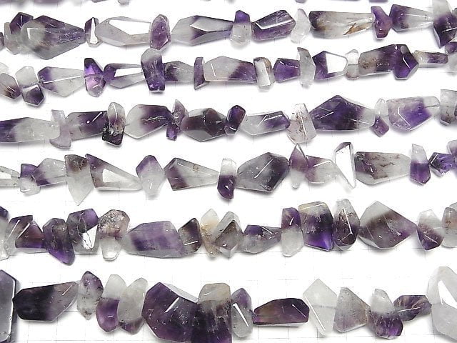 [Video] Amethyst x Crystal Faceted Nugget half or 1strand beads (aprx.15inch/36cm)