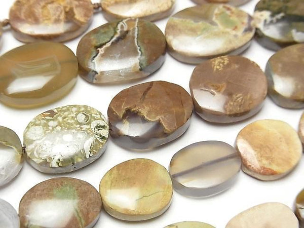 [Video] Thunder Egg Flat Oval 1strand beads (aprx.15inch/36cm)