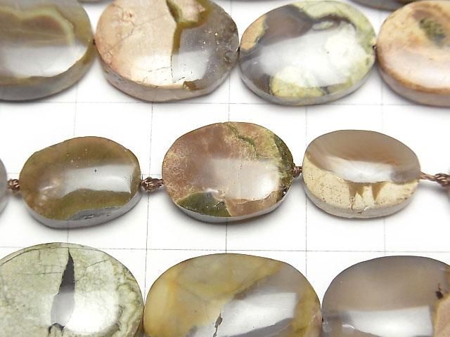 [Video] Thunder Egg Flat Oval 1strand beads (aprx.15inch/36cm)