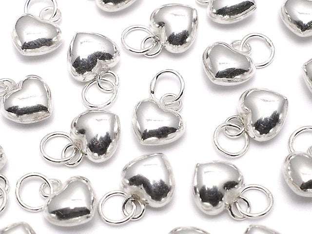 Silver925 Jump Ring with End Charm Heart 5x5.5x3.5mm 3pcs