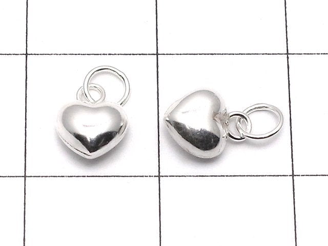 Silver925 Jump Ring with End Charm Heart 5x5.5x3.5mm 3pcs