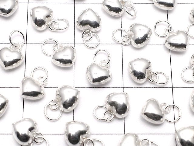 Silver925 Jump Ring with End Charm Heart 5x5.5x3.5mm 3pcs