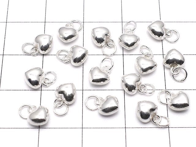 Silver925 Jump Ring with End Charm Heart 5x5.5x3.5mm 3pcs