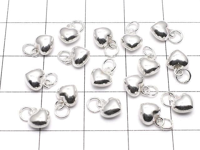 Silver925 Jump Ring with Heart End Charms, 5x5.5x3.5mm, 3pcs