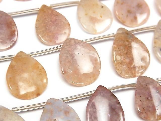 [Video] Pink Moss Agate Pear shape (petal) 1 strand (36cm)
