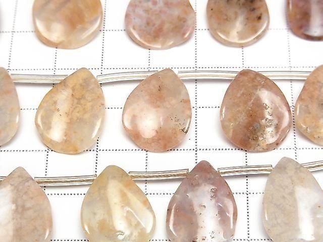 [Video] Pink Moss Agate Pear shape (petal) 1 strand (36cm)