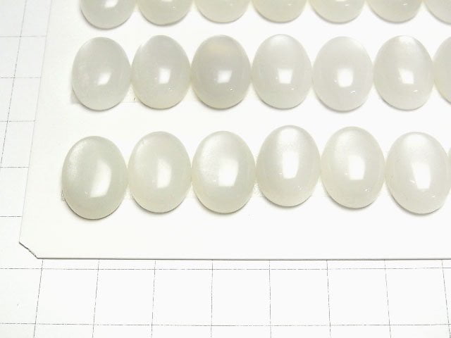 [Video] White Moonstone AA++ Oval Cabochon 16x12mm 3pcs