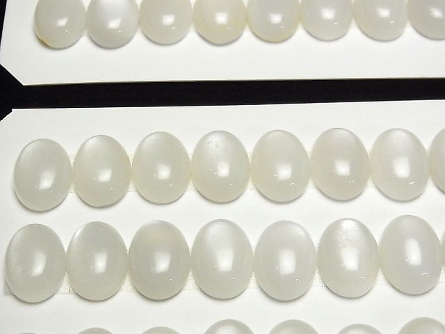 [Video] White Moonstone AA++ Oval Cabochon 16x12mm 3pcs