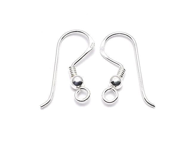 Silver 925 Earwire 19x8mm with round beads (1 pair)