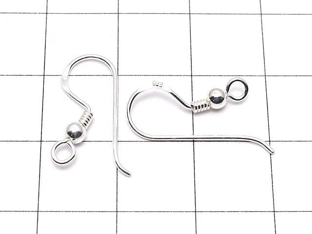 Silver925 Earwire 19x8mm with Round Beads, 1 Pair