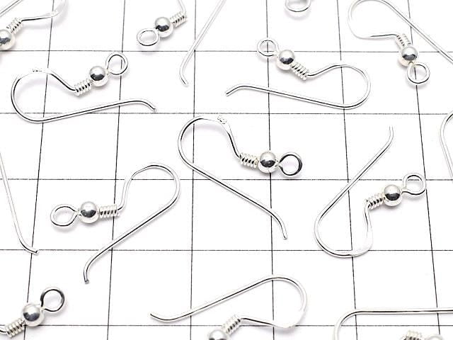 Silver925 Earwire 19x8mm with Round Beads, 1 Pair