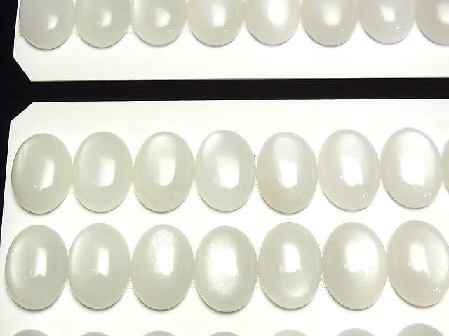 [Video] White Moonstone AA++ Oval Cabochon 18x13mm 3pcs