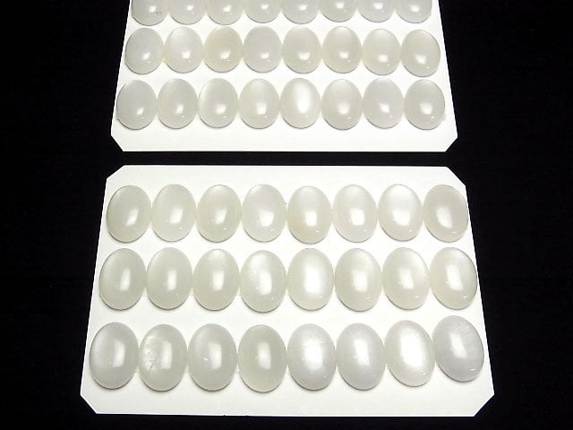 [Video] White Moonstone AA++ Oval Cabochon 18x13mm 3pcs