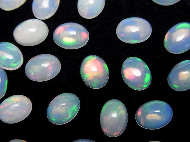 [Video]High Quality Ethiopian Opal AAA Oval Cabochon 8x6mm 4pcs