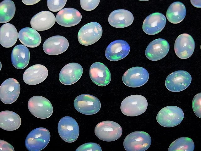 [Video]High Quality Ethiopian Opal AAA Oval Cabochon 8x6mm 4pcs