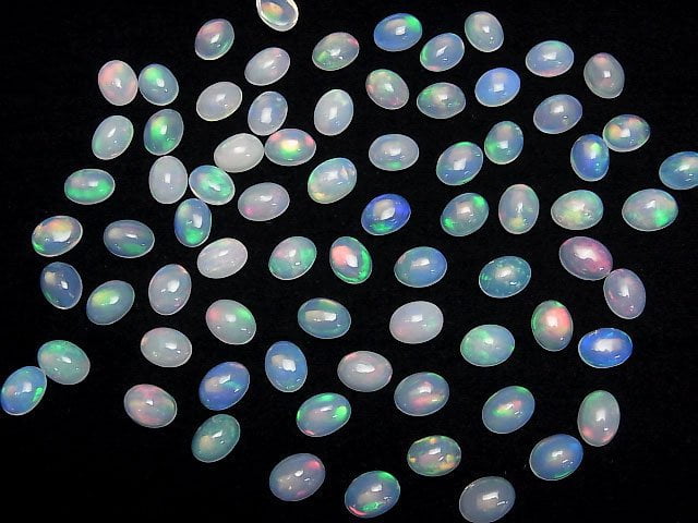 [Video]High Quality Ethiopian Opal AAA Oval Cabochon 8x6mm 4pcs