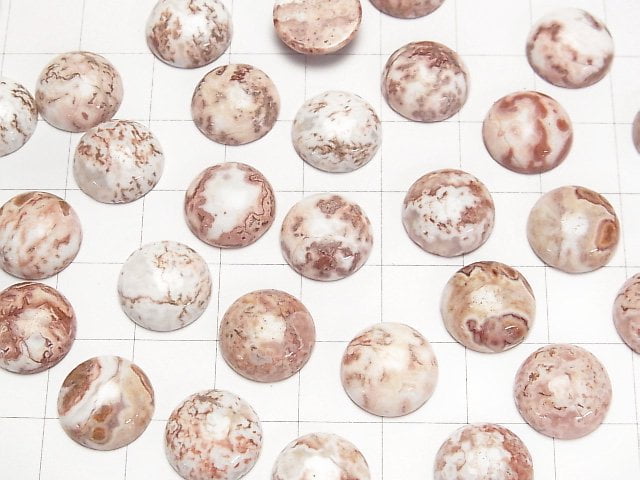 Mexican Agate Round Cabochon 12x12mm 4pcs