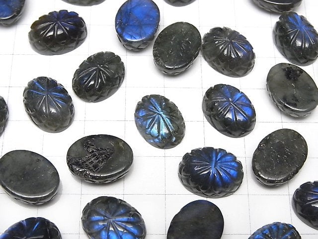 [Video]Labradorite AAA- Carved Oval Cabochon 16x12mm 1pc