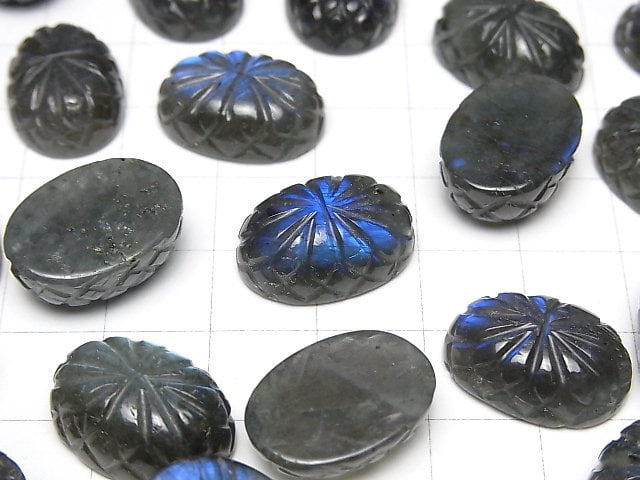 [Video]Labradorite AAA- Carved Oval Cabochon 18x13mm 1pc