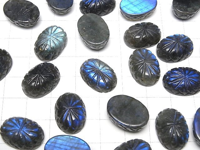 [Video]Labradorite AAA- Carved Oval Cabochon 18x13mm 1pc