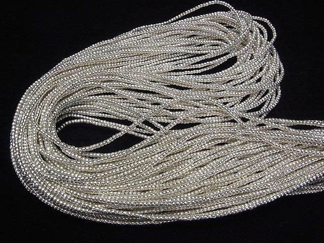 Karen Silver Rondelle (Tube) 2x2x1.5mm 1/4 or 1-strand beads (approx. 28inch/69cm)