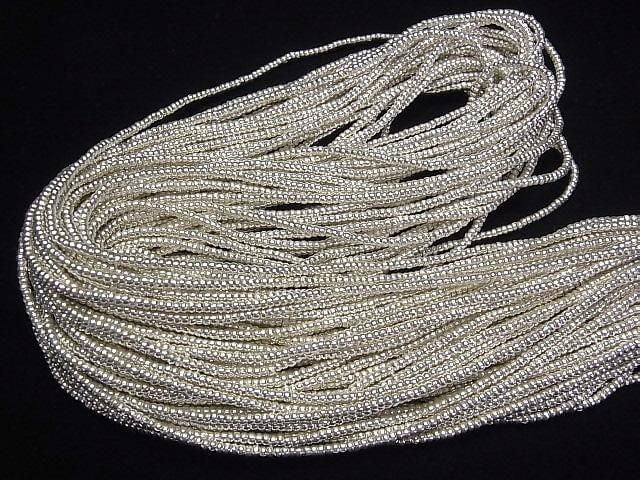 純銀扁珠 2.5x2.5x1.5mm 1/4或1串珠子 (約28英吋/69公分)