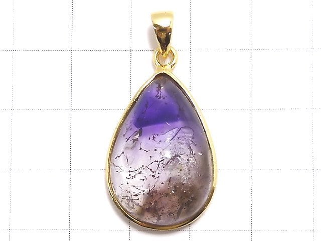 [Video][One of a kind] High Quality Amethyst Elestial Quartz AAA- Pendant 18KGP NO.11