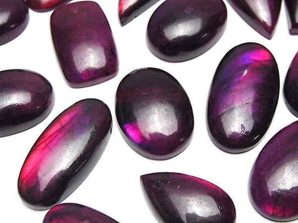 [Video]Labradorite AA++ Mix Shape Cabochon Coating [Pink Purple color] 2pcs