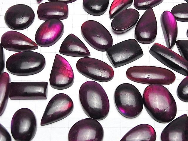 [Video]Labradorite AA++ Mix Shape Cabochon Coating [Pink Purple color] 2pcs