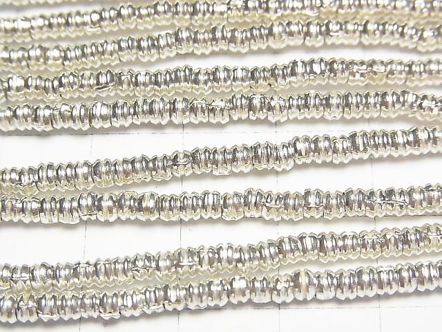 Karen Silver Patterned Rondelle Beads 3x3x2mm White Silver 1/8 or 1-strand beads (approx. 27 inches/68 cm)