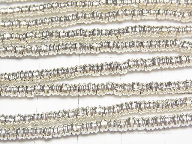 Karen Silver Patterned Roundel 3x3x2mm White Silver 1/4 or 1strand beads (aprx.27inch/67cm)