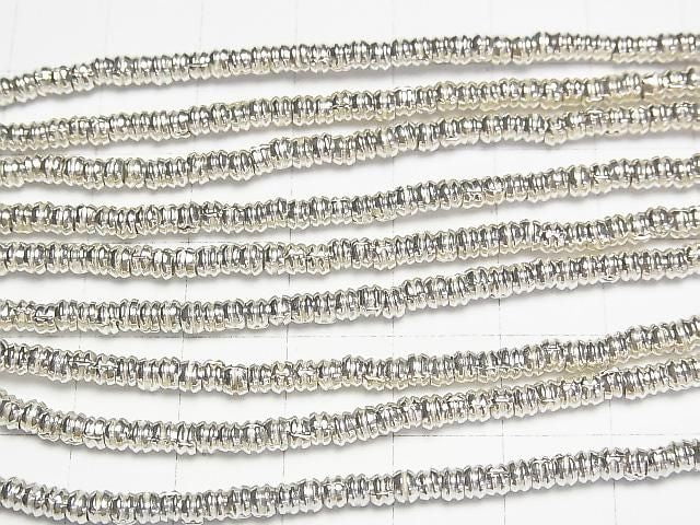 Karen Silver Patterned Rondelle Beads 3x3x2mm White Silver 1/8 or 1strand beads (approx. 27 inches/68 cm)