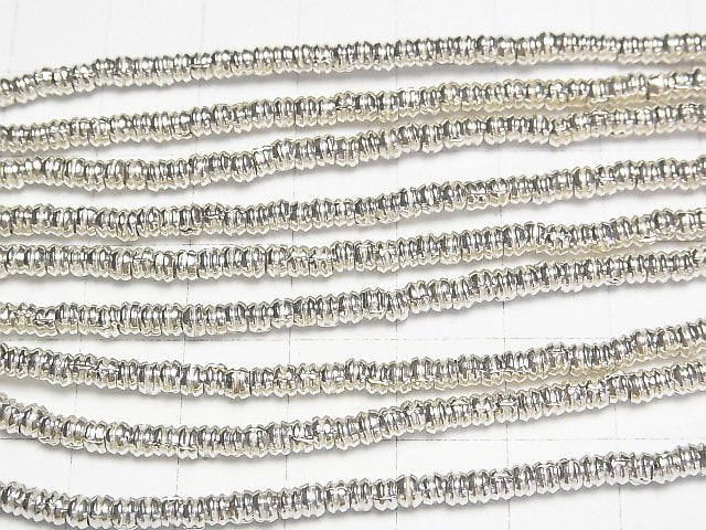 Karen Silver Patterned Roundel 3x3x2mm White Silver 1/4 or 1strand beads (aprx.27inch/67cm)