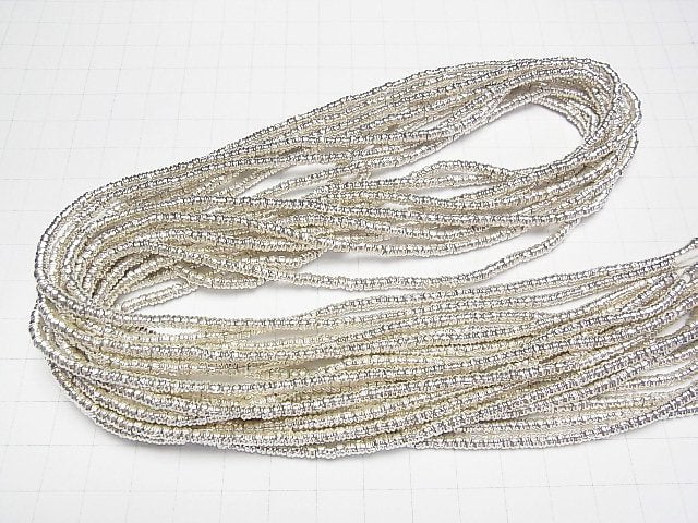 Karen Silver Patterned Roundel 3x3x2mm White Silver 1/4 or 1strand beads (aprx.27inch/67cm)