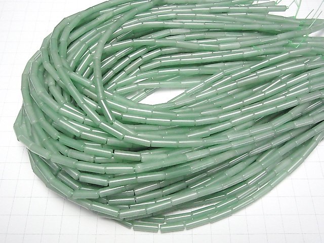 [Video] Green Aventurine Tube 13x4x4mm 1strand beads (aprx.15inch/37cm)