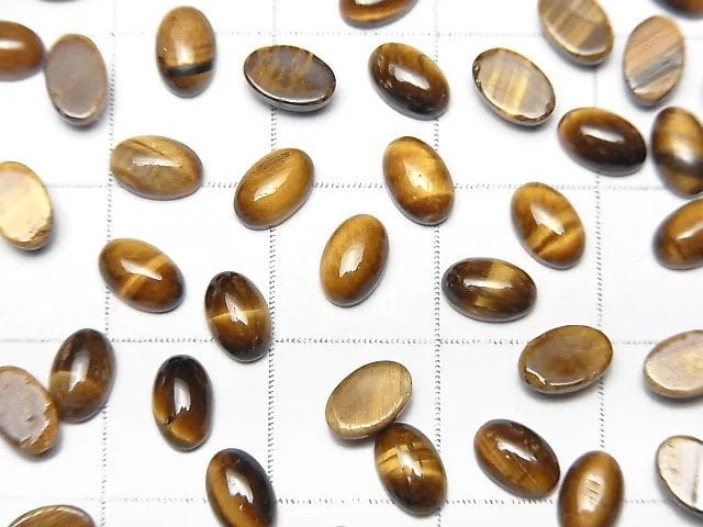 [Video] Yellow Tiger's Eye AA++ Oval Cabochon 6x4mm 10pcs