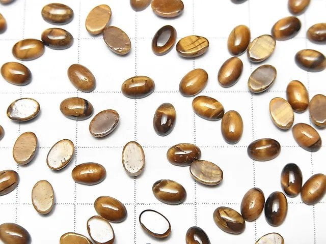 [Video] Yellow Tiger's Eye AA++ Oval Cabochon 6x4mm 10pcs