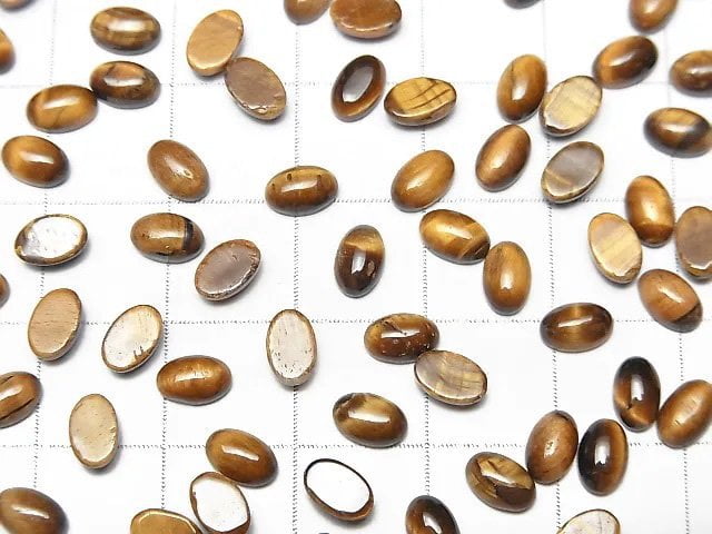 [Video] Yellow Tiger's Eye AA++ Oval Cabochon 6x4mm 10pcs