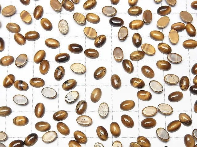 [Video] Yellow Tiger's Eye AA++ Oval Cabochon 6x4mm 10pcs