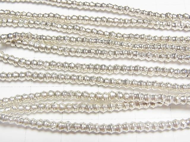 Karen Silver Patterned Rondelle Beads 2.5x2.5x1.5mm 1/4 or 1-strand beads (approx. 28inch/69cm)