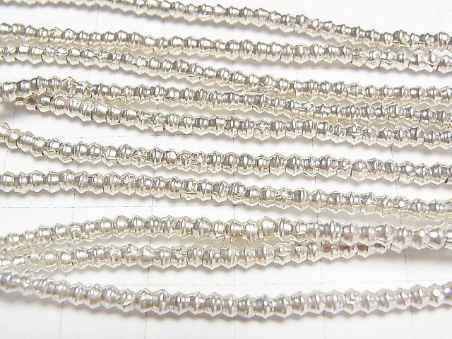 Karen Silver Patterned Roundel 2.5x2.5x1.5mm 1/4 or 1strand beads (aprx.28inch/69cm)