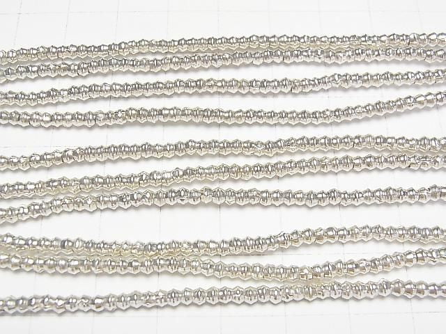 Karen Silver Patterned Rondelle Beads 2.5x2.5x1.5mm 1/4 or 1-strand beads (approx. 28inch/69cm)